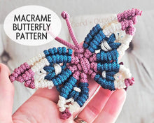Load image into Gallery viewer, Macrame butterfly pdf pattern. Beginner macrame patterns. macrame tutorials, diy macrame.
