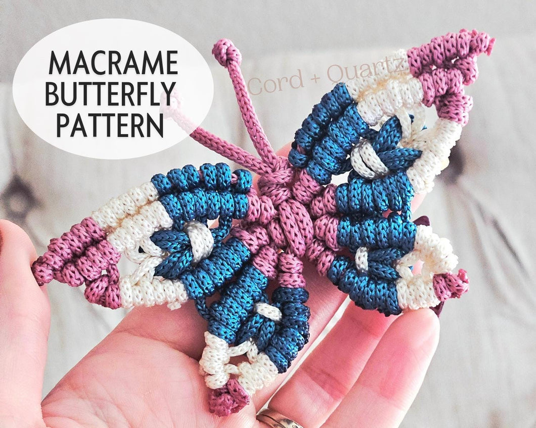 Macrame butterfly pdf pattern. Beginner macrame patterns. macrame tutorials, diy macrame.