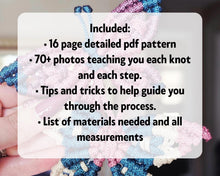 Load image into Gallery viewer, Macrame butterfly pdf pattern. Beginner macrame patterns. macrame tutorials, diy macrame.
