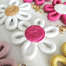 Load image into Gallery viewer, Macrame flower keychains. handmade Boho accessories for her
