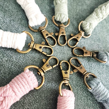 Load image into Gallery viewer, Macrame wristlet keychains. Boho accessories fo her
