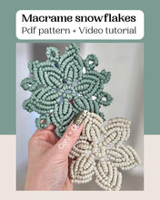 Load image into Gallery viewer, Macrame snowflake christmas coaster pdf pattern tutorial
