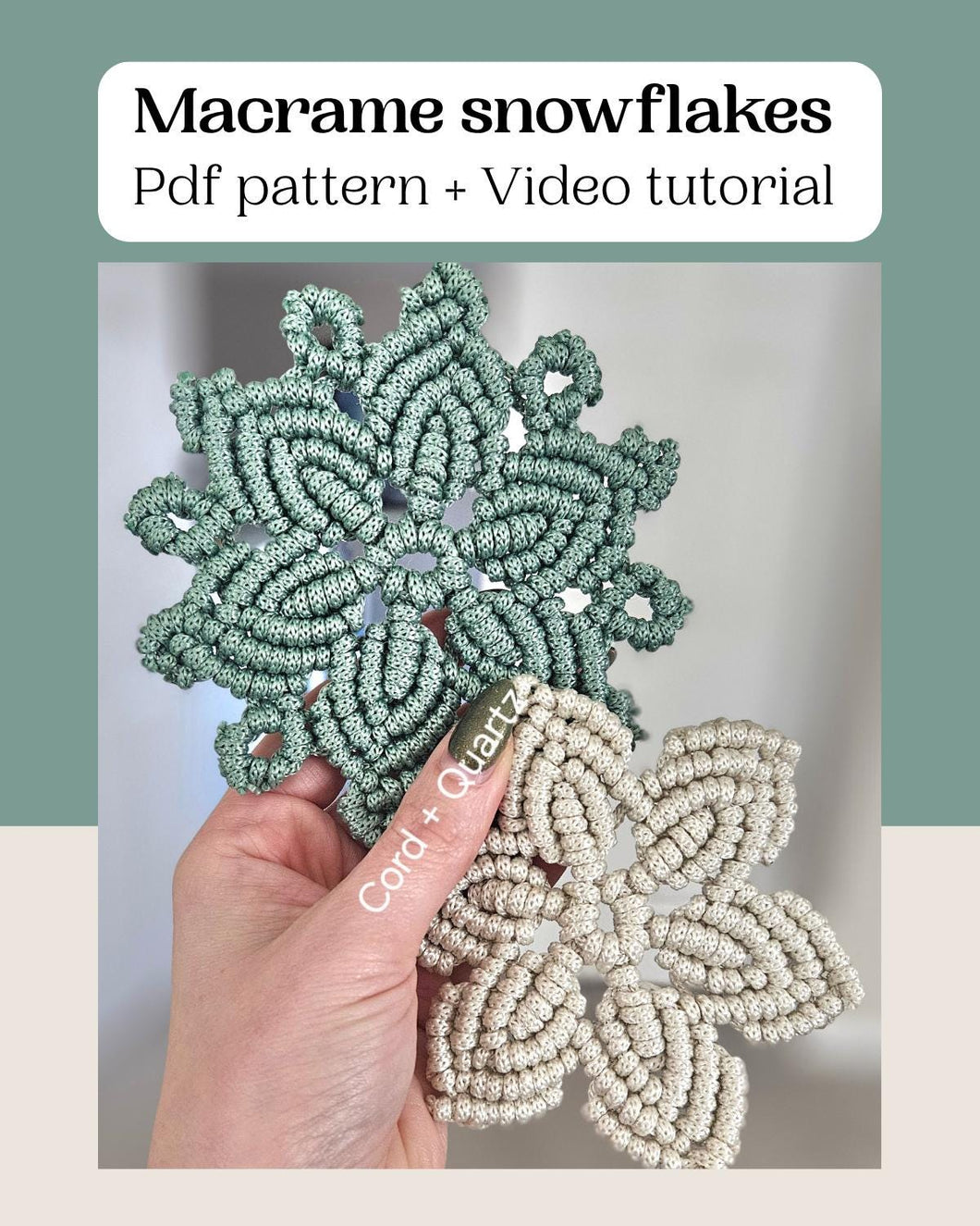 Macrame snowflake christmas coaster pdf pattern tutorial