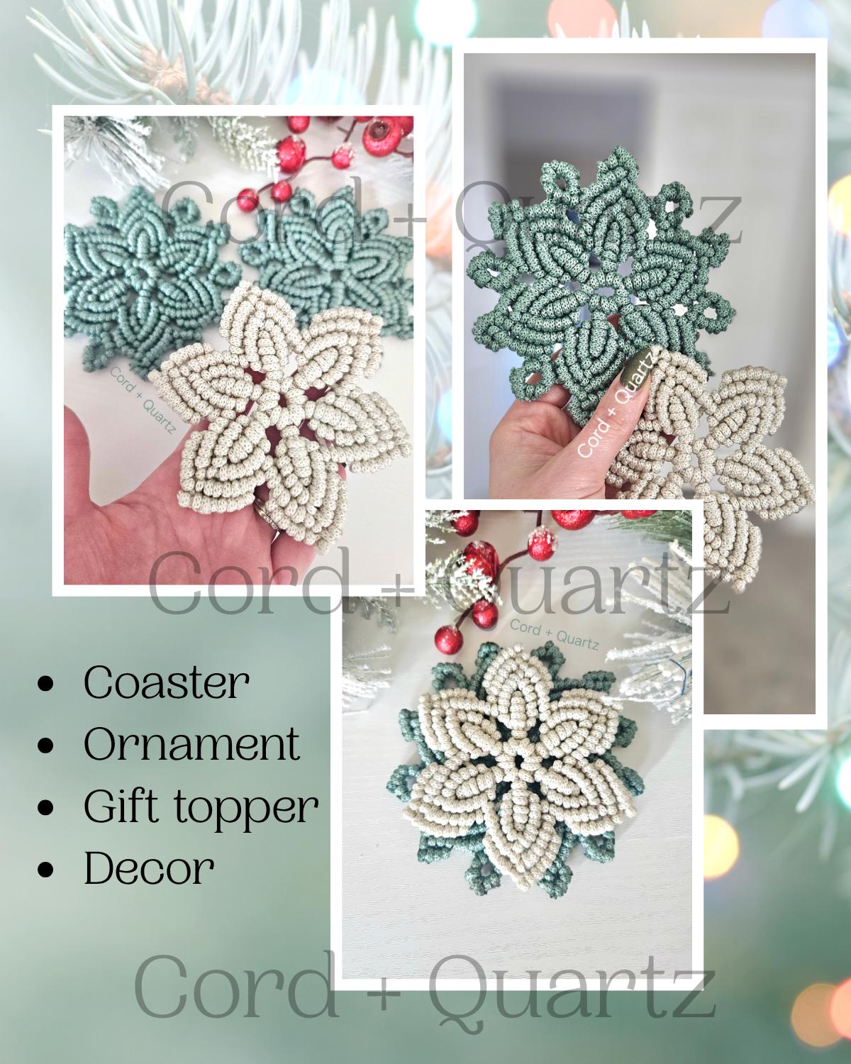 Macrame Snowflake Pattern Coaster Macrame snowflake coaster pdf pattern. Beginner Christmas macrame patt ...