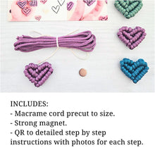 Load image into Gallery viewer, Macrame heart magnet DIY craft kit. Valentines day craft decor.
