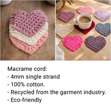 Load image into Gallery viewer, macrame heart coaster diy craft kit for valentines day
