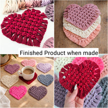 Load image into Gallery viewer, Macrame heart coaster DIY craft kit. Macrame kit. Valentines day craft kit for adults and teens.
