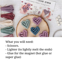 Load image into Gallery viewer, Macrame heart magnet DIY craft kit. Valentines day craft decor.
