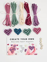Load image into Gallery viewer, Macrame heart magnet DIY craft kit. Valentines day craft decor.
