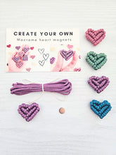 Load image into Gallery viewer, Macrame heart magnet DIY craft kit. Valentines day craft decor.
