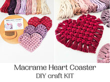 Load image into Gallery viewer, macrame heart coaster diy craft kit for valentines day
