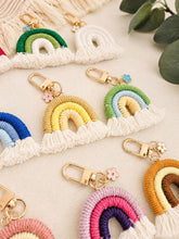 Load image into Gallery viewer, Macrame rainbow keychains.Random surprise color. handmade Boho accessories for her
