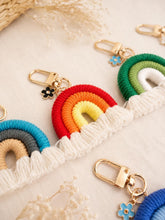 Load image into Gallery viewer, Macrame rainbow keychains.Random surprise color. handmade Boho accessories for her
