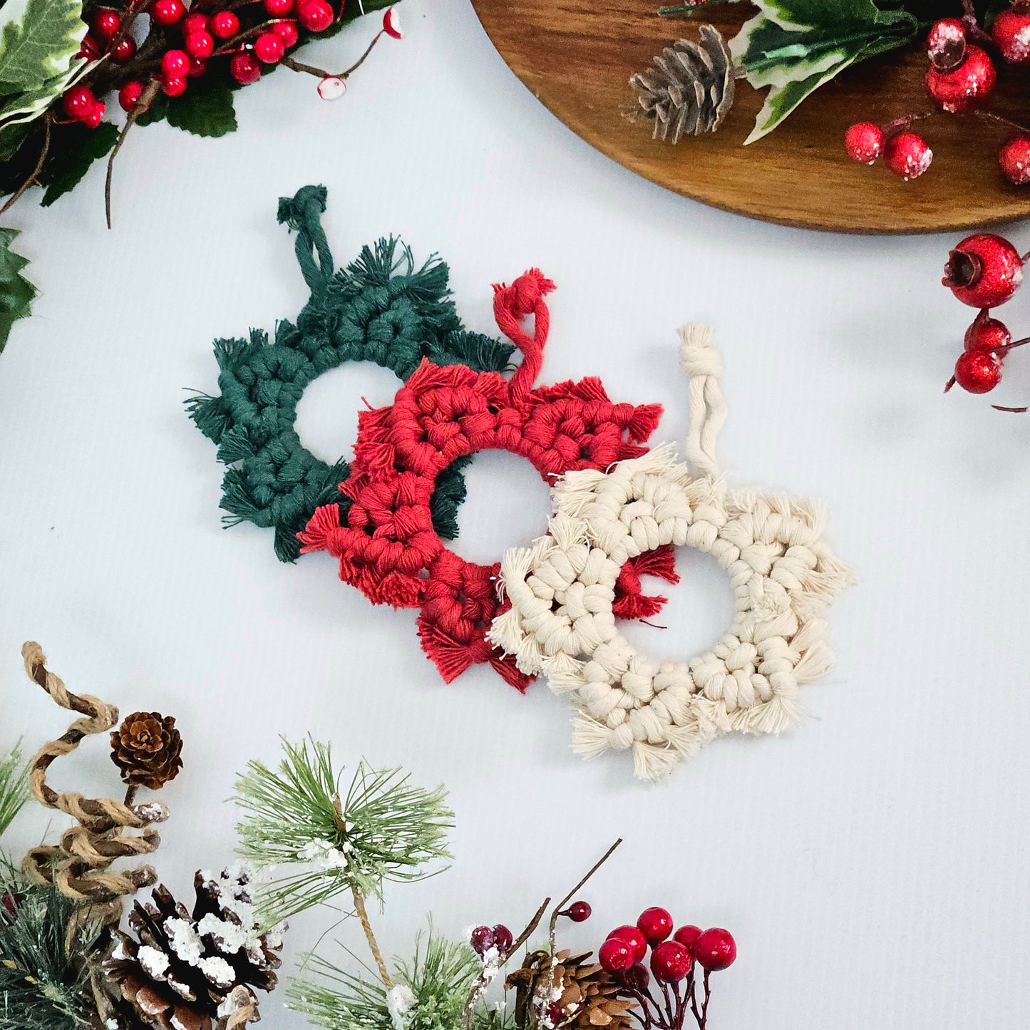 DIY macrame star Christmas ornament kit.