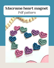 Load image into Gallery viewer, Macrame heart magnet pdf pattern.
