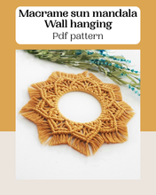 Load image into Gallery viewer, macrame wall hanging pdf pattern, beginner macrame tutorial, DIY macrame step by step, Macrame mandala pattern. macrame circle. English only
