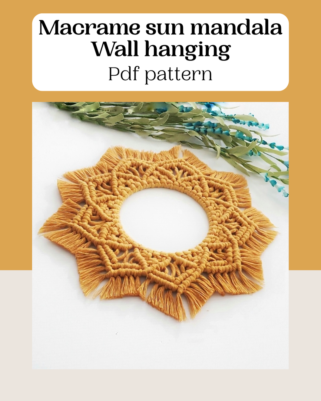 macrame wall hanging pdf pattern, beginner macrame tutorial, DIY macrame step by step, Macrame mandala pattern. macrame circle. English only