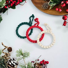 Load image into Gallery viewer, DIY Christmas ornament kit. Macrame christmas ornament set. Christmas craft kits for adults and kids. Boho ornament. Christmas home decor
