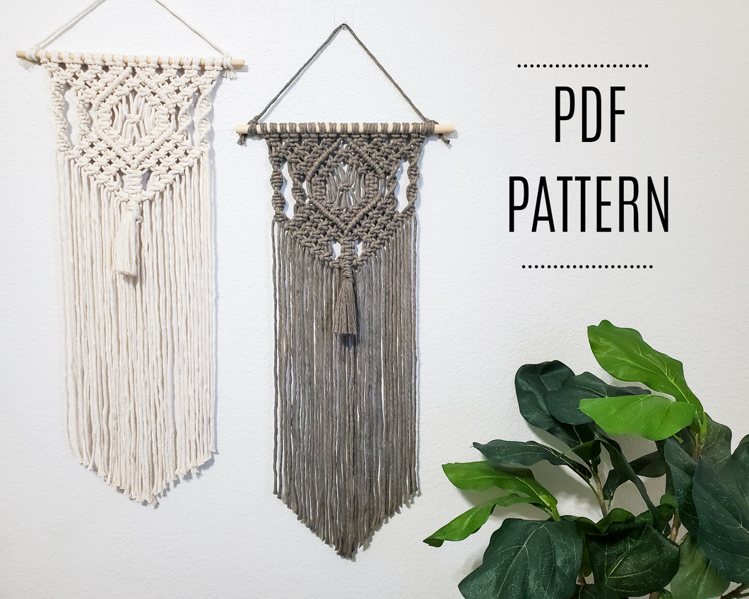 Beginner macrame wall hanging pattern 'Luna'. PDF pattern digital download.