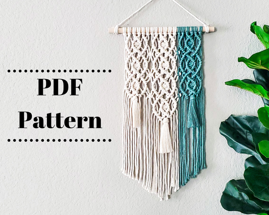 Geometric macrame wall hanging pattern. PDF pattern digital download