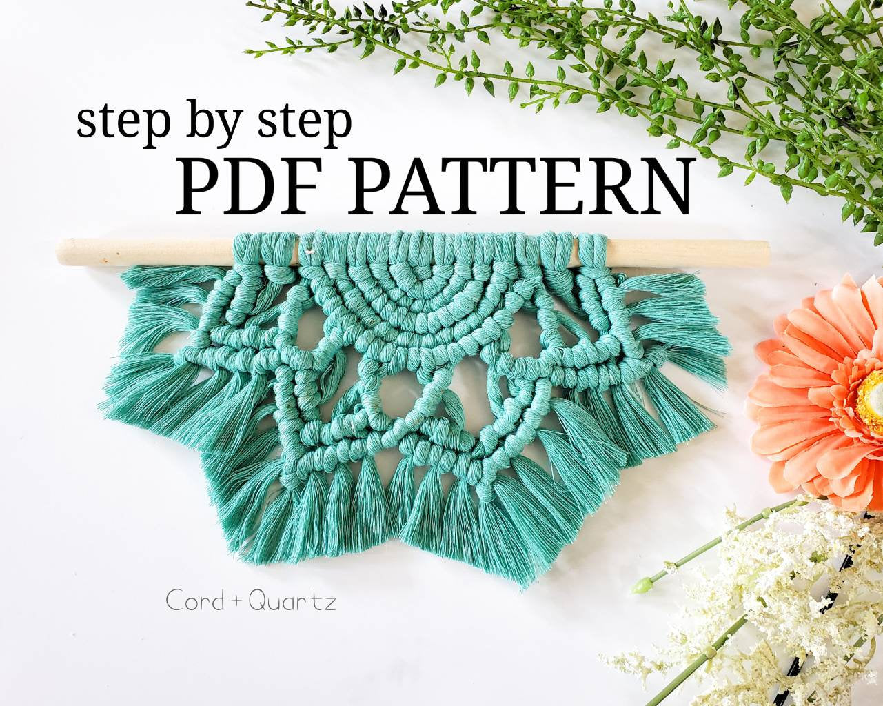 Macrame 12 String Pattern Macrame 12 inch half mandala PDF PATTERN. – Cord + Quartz