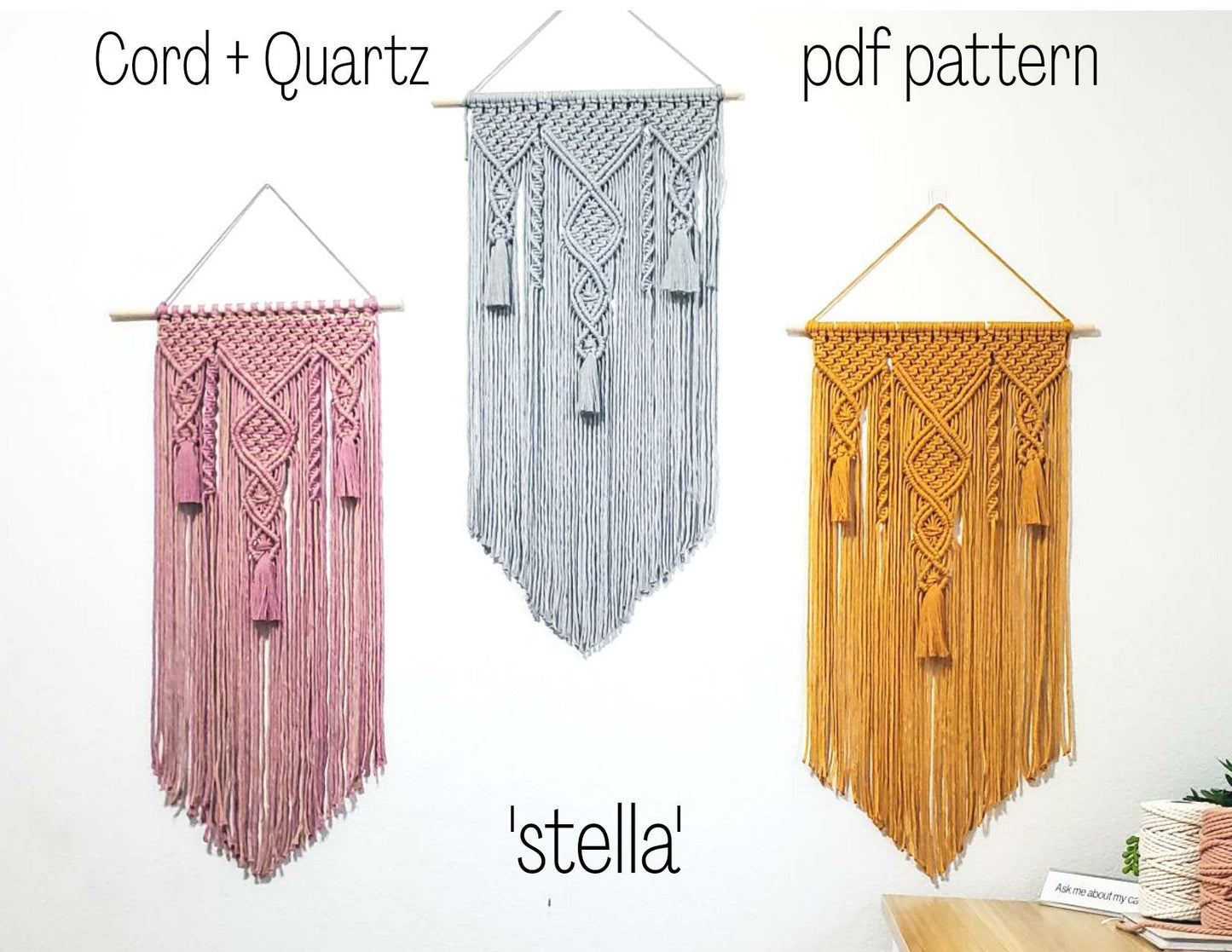 Macrame wall hanging pattern 'Stella'. Digital download.