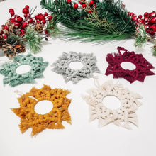 Load image into Gallery viewer, DIY Christmas ornament kit. Macrame christmas ornament set. Christmas craft kits for adults and kids. Macrame star. Christmas home decor diy
