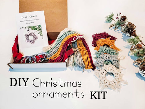 DIY Christmas ornament kit. Macrame christmas ornament set. Christmas craft kits for adults and kids. Macrame star. Christmas home decor diy