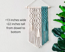 Load image into Gallery viewer, Green and natural geometric macrame wall hanging
