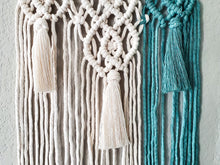 Load image into Gallery viewer, Green and natural geometric macrame wall hanging
