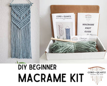 Load image into Gallery viewer, Beginner macrame wall hanging kit. Craft kits for adults and kids. Bohemian home and wall decor diy kit
