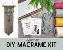 Load image into Gallery viewer, Beginner macrame wall hanging kit. Macrame diy pattern for beginners. Craft kits for adults and kids. Bohemian home decor diy kit
