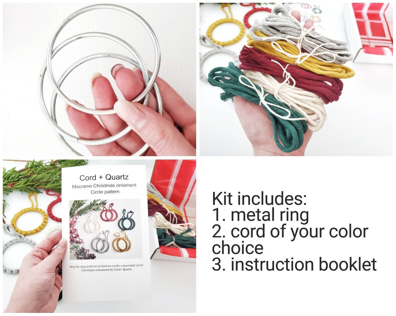 DIY Christmas ornament kit. Macrame christmas ornament set