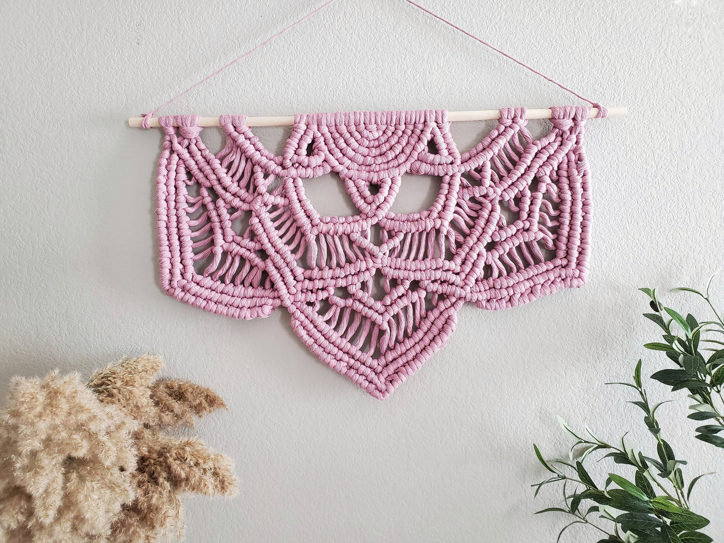 Macrame half mandala wall hanging. Mandala wall art, bobo chic home decor, romantic decor for bedroom, romantic gifts for her, home decor.