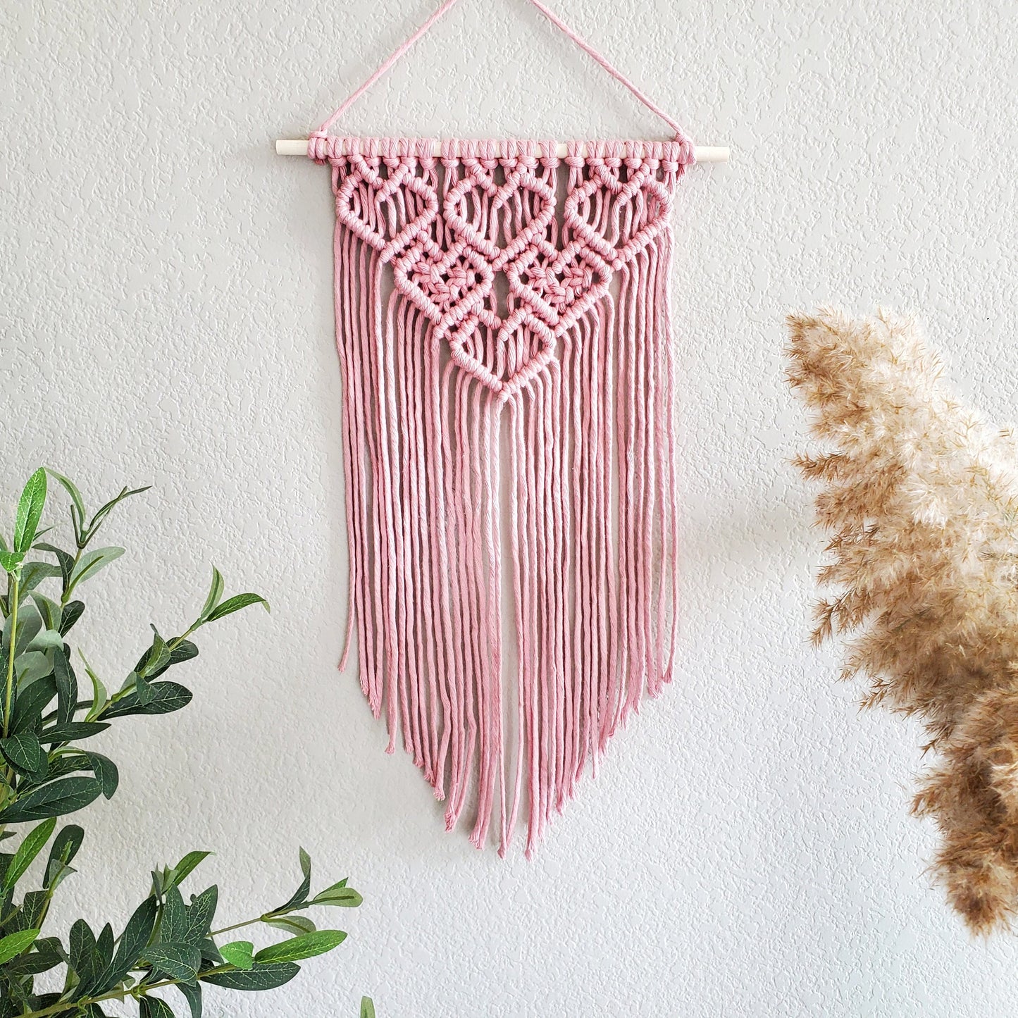 Macrame wall hanging pdf pattern, step by step guide, macrame tutorial, valentines day heart craft, diy macrame