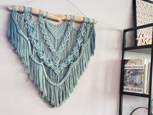 Load image into Gallery viewer, Macrame wall hanging. Green wall decor. bohemian wall decor. Boho wall art. Large macrame hanger.
