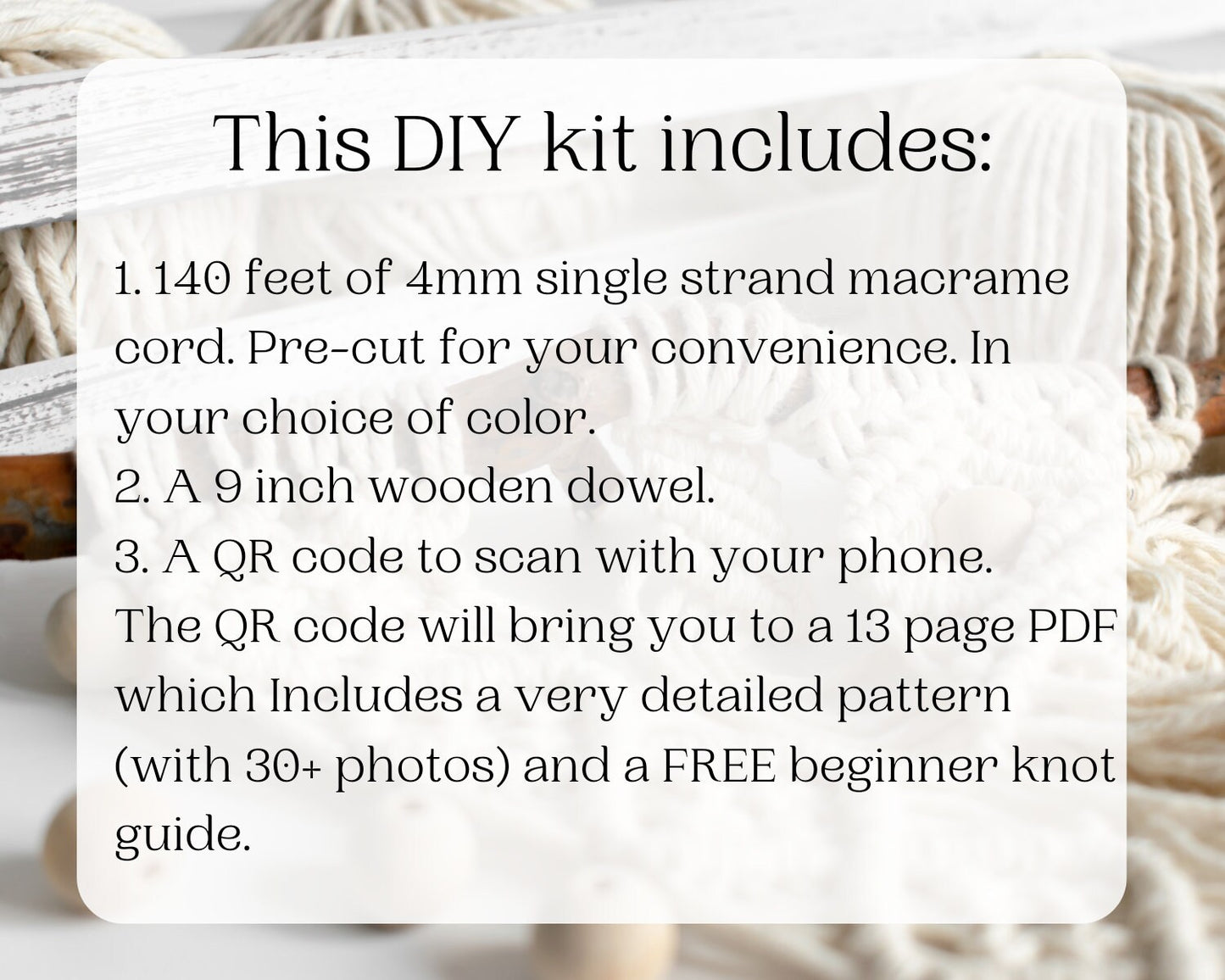 Beginner macrame plant hanger kit. Craft kits for adults and kids. Bohemian home and wall decor diy kit.