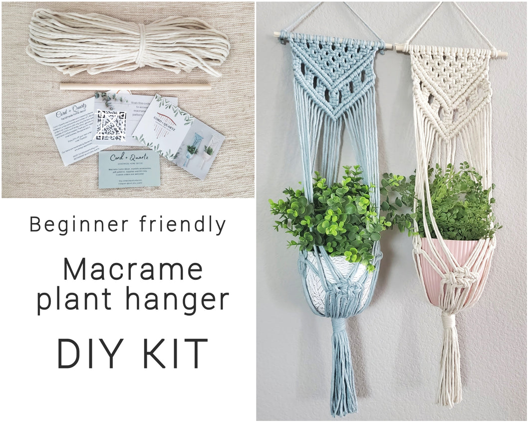 macrame kit plant hanger Macrame plant hanger DIY craft kit. – Cord + Quartz