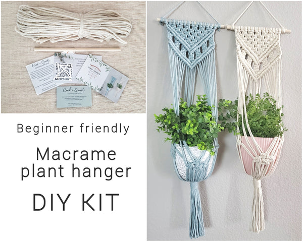 macrame plant hanger kit for beginners Macrame plant hanger DIY craft kit. – Cord + Quartz