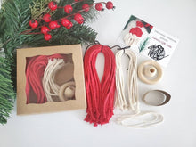 Load image into Gallery viewer, Macrame gnome Christmas ornament DIY kit. Macrame santa pattern. Macrame gnome pattern. Macrame christmas pattern and kit
