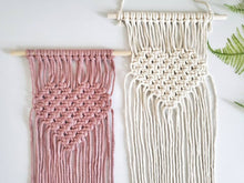 Load image into Gallery viewer, Beginner macrame heart wall hanging kit. Craft kits for adults and kids. Valentines day craft kit. Bohemian home and wall decor diy kit
