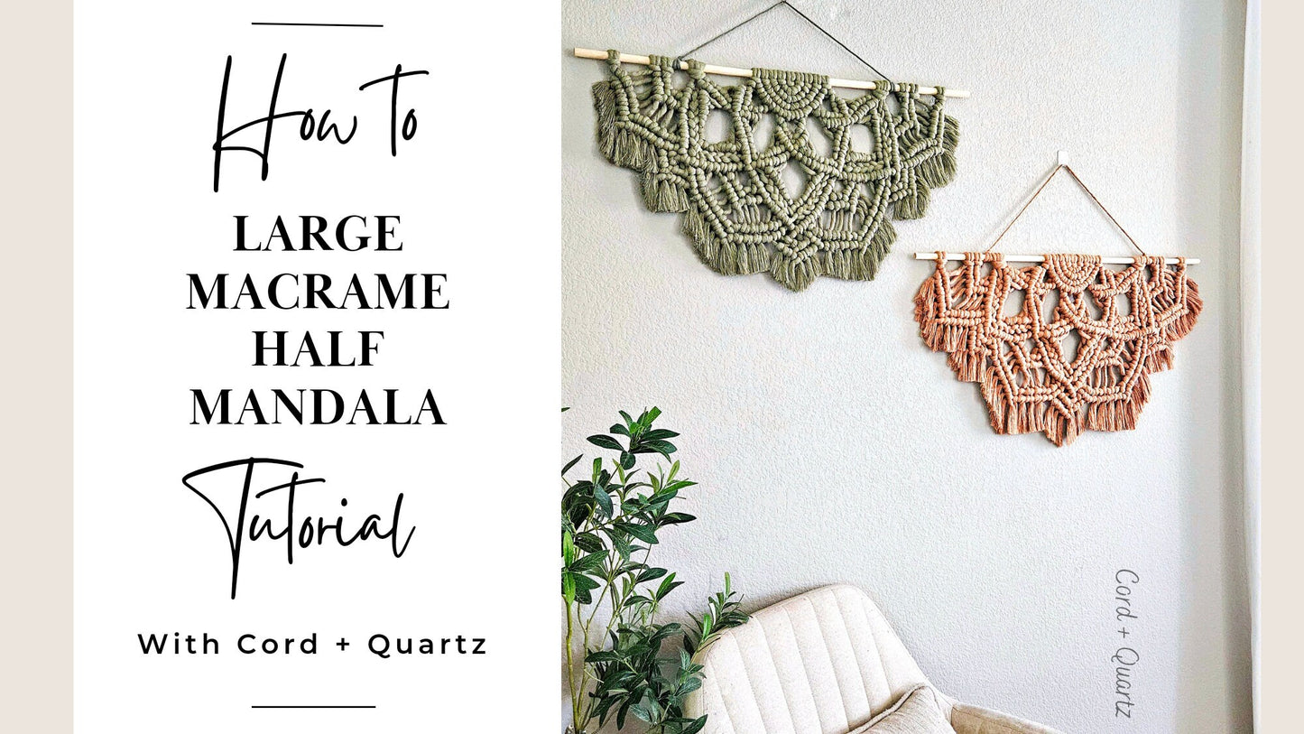 Large half mandala macrame PATTERN. Macrame pdf wall hanging pattern AND video tutorial. Advanced pattern.