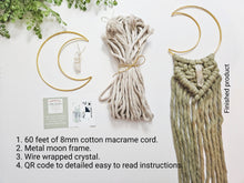 Load image into Gallery viewer, Macrame moon and crystal DIY KIT. Beginner tutorial and materials.
