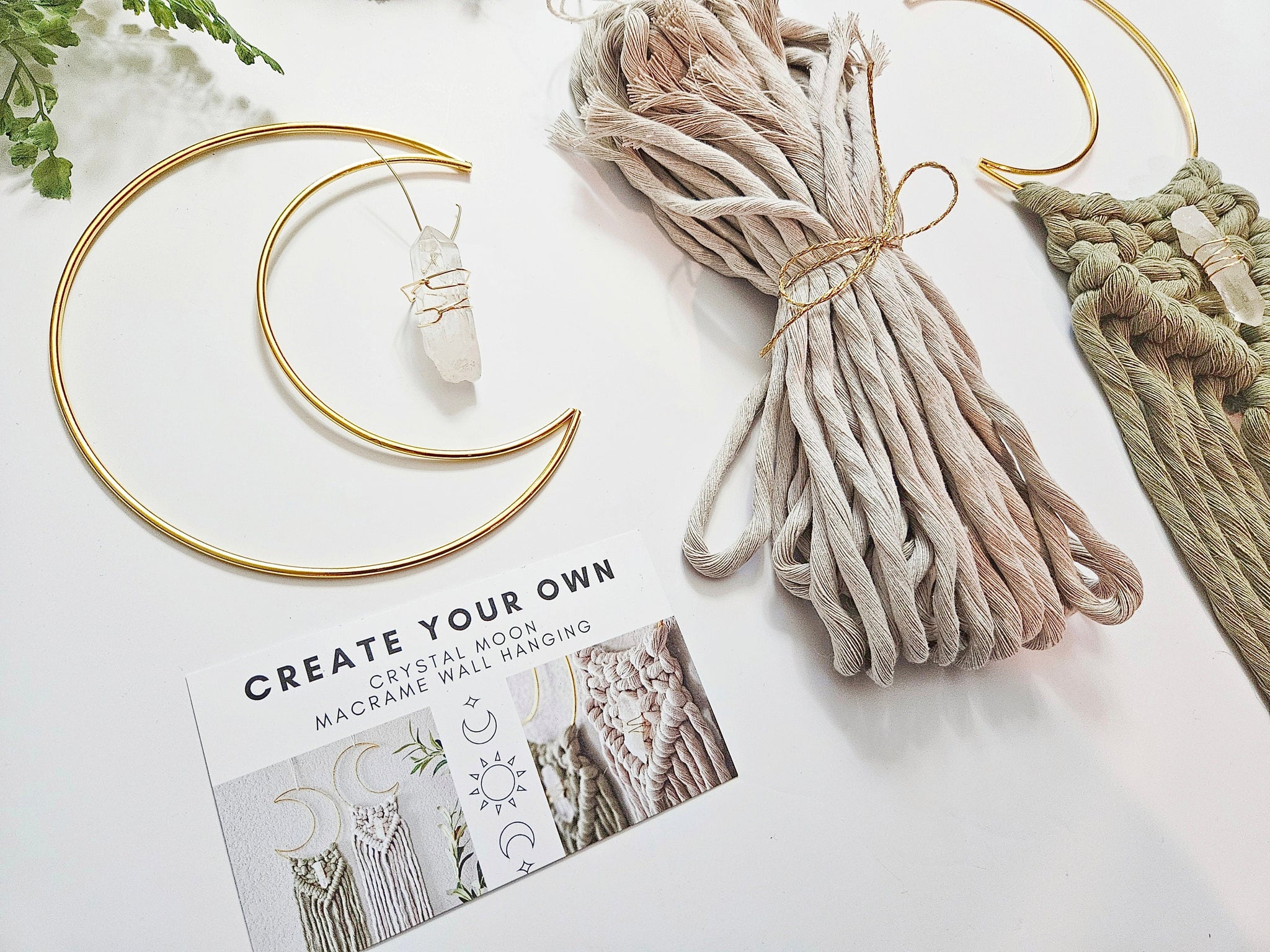 Moon Macrame Tutorial Macrame moon and crystal DIY KIT. Beginner tutorial and materials ...
