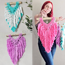 Load image into Gallery viewer, Macrame Feathered wall hanging. Handmade 100% cotton
