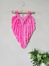 Load image into Gallery viewer, Macrame Feathered wall hanging. Handmade 100% cotton
