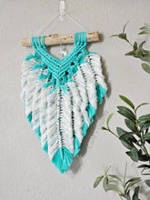 Load image into Gallery viewer, Macrame Feathered wall hanging. Handmade 100% cotton
