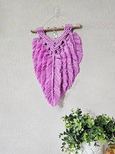 Load image into Gallery viewer, Macrame Feathered wall hanging. Handmade 100% cotton
