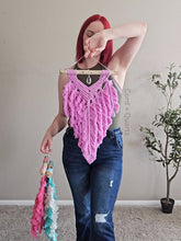 Load image into Gallery viewer, Macrame Feathered wall hanging. Handmade 100% cotton
