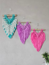 Load image into Gallery viewer, Macrame Feathered wall hanging. Handmade 100% cotton
